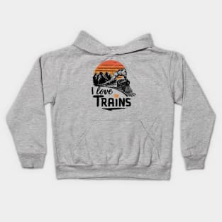 I Love Trains, Train Lovers Kids Hoodie